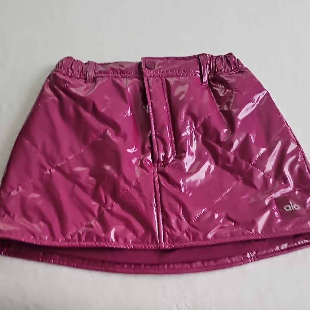 ALO Yoga Shiny Pink Quilted Skirt